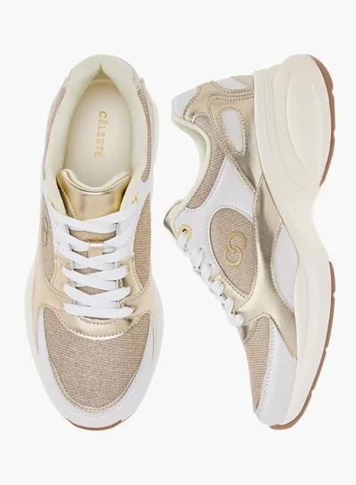 Celeste Women's Monogram Print Sneakers with Lace-Up Closure