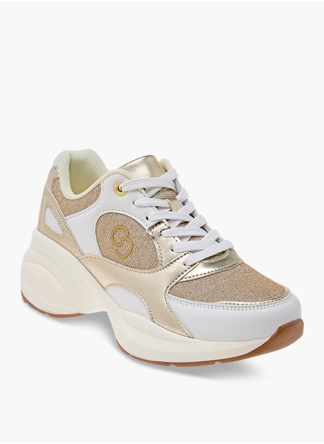 Celeste Women's Monogram Print Sneakers with Lace-Up Closure  - Image 2