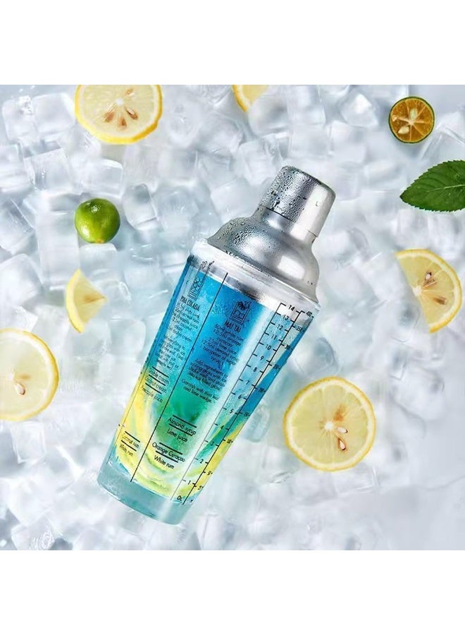 3-Piece Glass Cocktail Shaker Set 400ml, Transparent Glass Shaker with Stainless Steel Lid, Includes Measuring Jigger and Mixing Spoon, Ideal for Home and Bar Use - Image 2