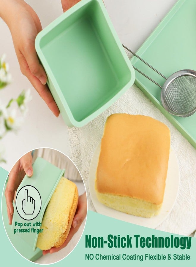 QELEG Silicone Square Pullman Loaf Pan (2 Pack) - Non-Stick Silicone Rectangle Corrugated Toast Box for Oven Baking QLG0142-5.2x5.2x2.2 inch - Image 3