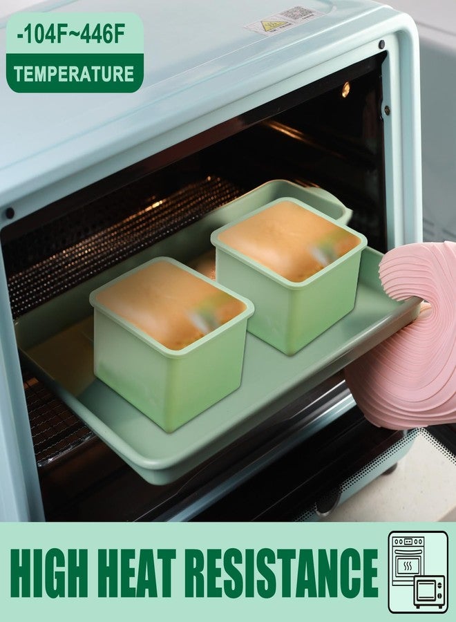 QELEG Silicone Square Pullman Loaf Pan (2 Pack) - Non-Stick Silicone Rectangle Corrugated Toast Box for Oven Baking QLG0142-5.2x5.2x2.2 inch - Image 4