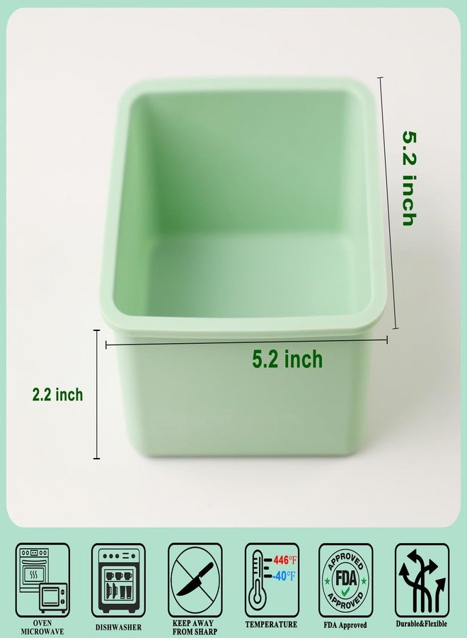 QELEG Silicone Square Pullman Loaf Pan (2 Pack) - Non-Stick Silicone Rectangle Corrugated Toast Box for Oven Baking QLG0142-5.2x5.2x2.2 inch - Image 2