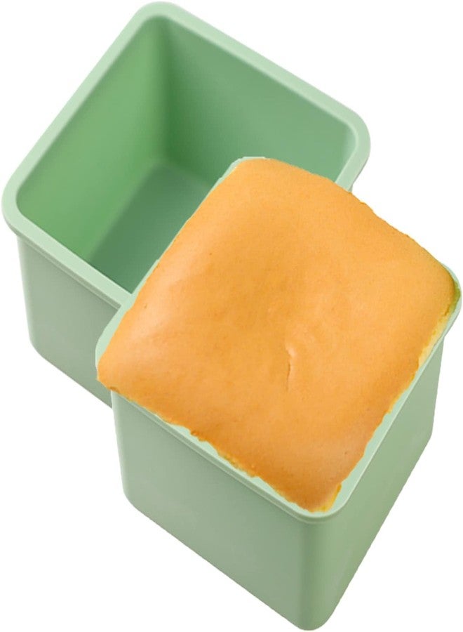 QELEG Silicone Square Pullman Loaf Pan (2 Pack) - Non-Stick Silicone Rectangle Corrugated Toast Box for Oven Baking QLG0142-5.2x5.2x2.2 inch - Image 1