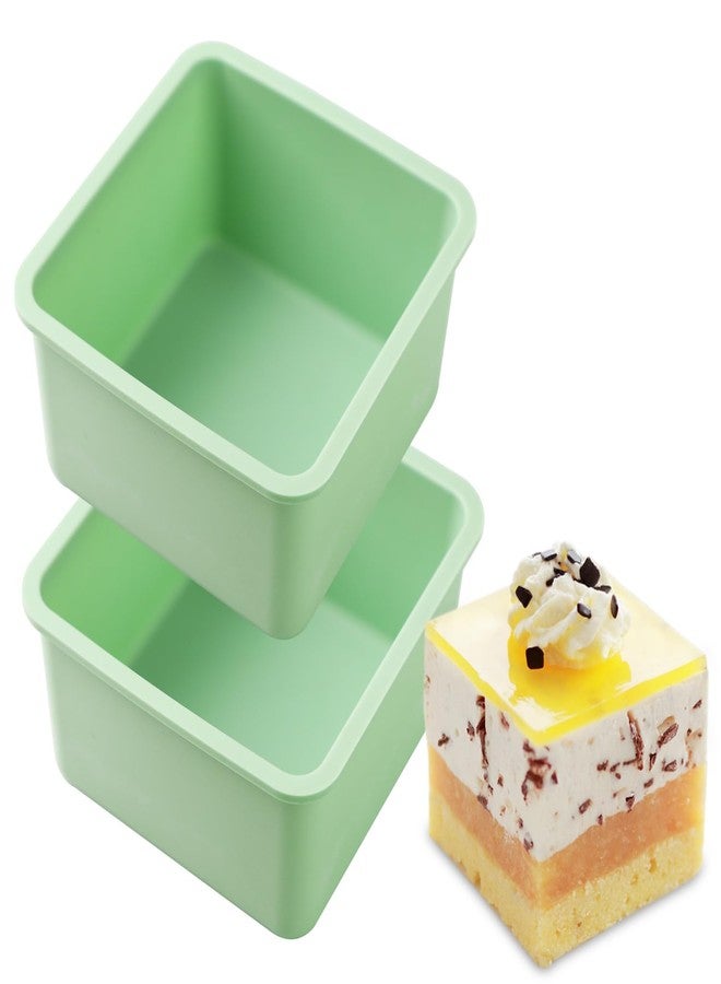QELEG Silicone Square Pullman Loaf Pan (2 Pack) - Non-Stick Silicone Rectangle Corrugated Toast Box for Oven Baking QLG0142-5.2x5.2x2.2 inch - Image 5