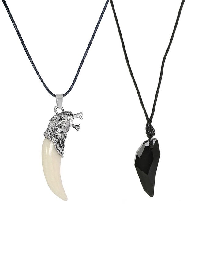fabula Jewellery Combo of 2 Black & White Pendant Necklace - Animal Design For Men & Boys (MPFQ7-MPFQ8_Z1)- For Men & Boys Stylish Latest - Image 1