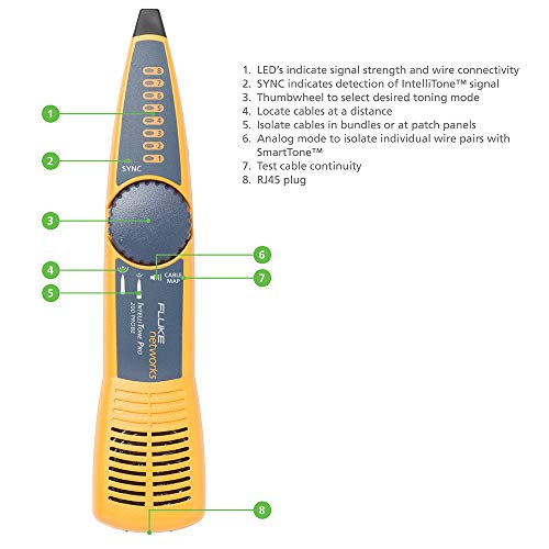 Fluke Networks Intellitone Pro 200 Corded Electric Toner And Probe Kit (Mt-8200-60-Kit), Multicolor - Image 2