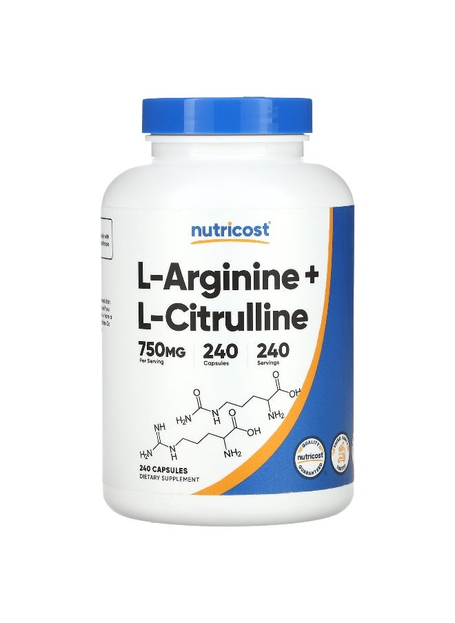 Nutricost Nutricost, L-Arginine + L-Citrulline, 240 Capsules 