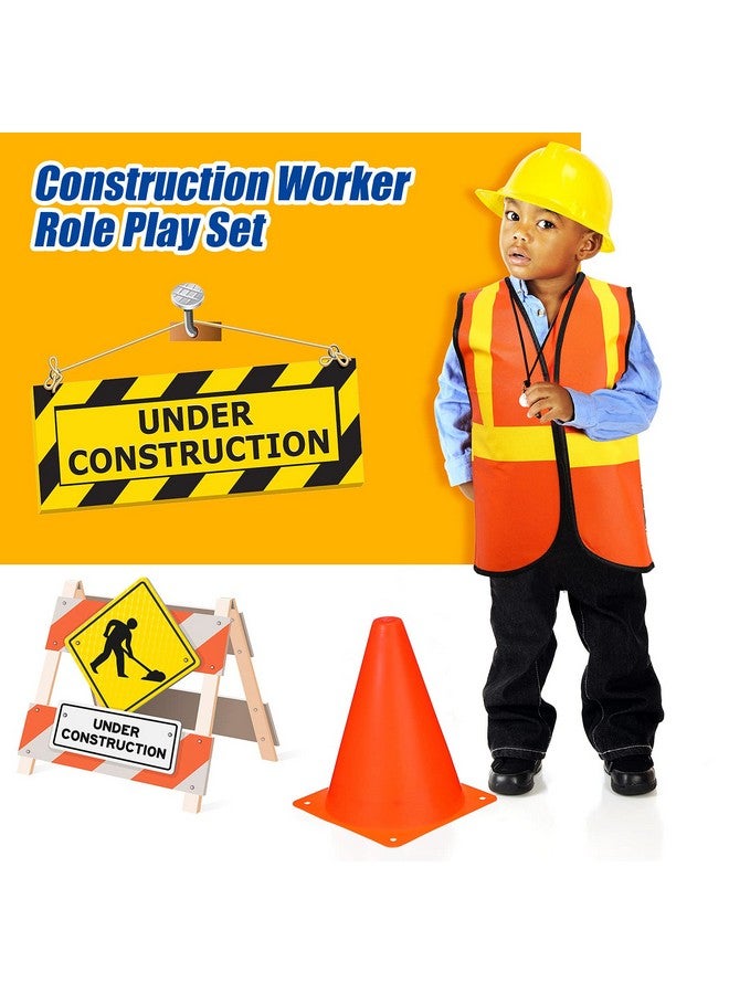Gejoy مجموعة جيجوي 48 قطعة لوازم حفلة عيد ميلاد الأطفال زي عمال البناء مع قبعات وسترات للأطفال حقيبة حمل ومخاريط مرور لوازم التنكر - Image 2