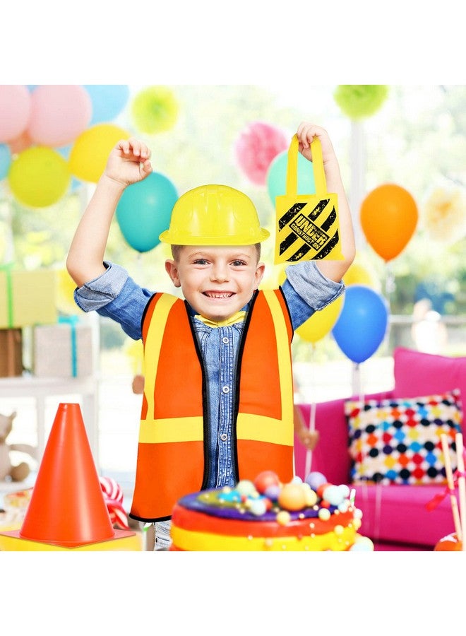 Gejoy مجموعة جيجوي 48 قطعة لوازم حفلة عيد ميلاد الأطفال زي عمال البناء مع قبعات وسترات للأطفال حقيبة حمل ومخاريط مرور لوازم التنكر - Image 5