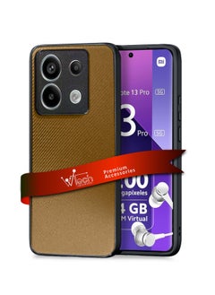 Wtech Hard Back Fabric Texture Side TPU Case Cover For Xiaomi Redmi Note 13 Pro 5G 2023 Brown  - Image 1