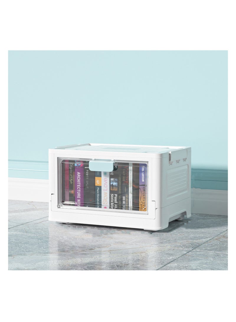 NOVOLAN Storage Box Storage Bins Basket Heavy Duty Plastic Storage Organizer Clothes Foldable Home Storage Cardboard Moving, Folding Household Organizer Transparent Toys Book (Large Blue) - Image 1