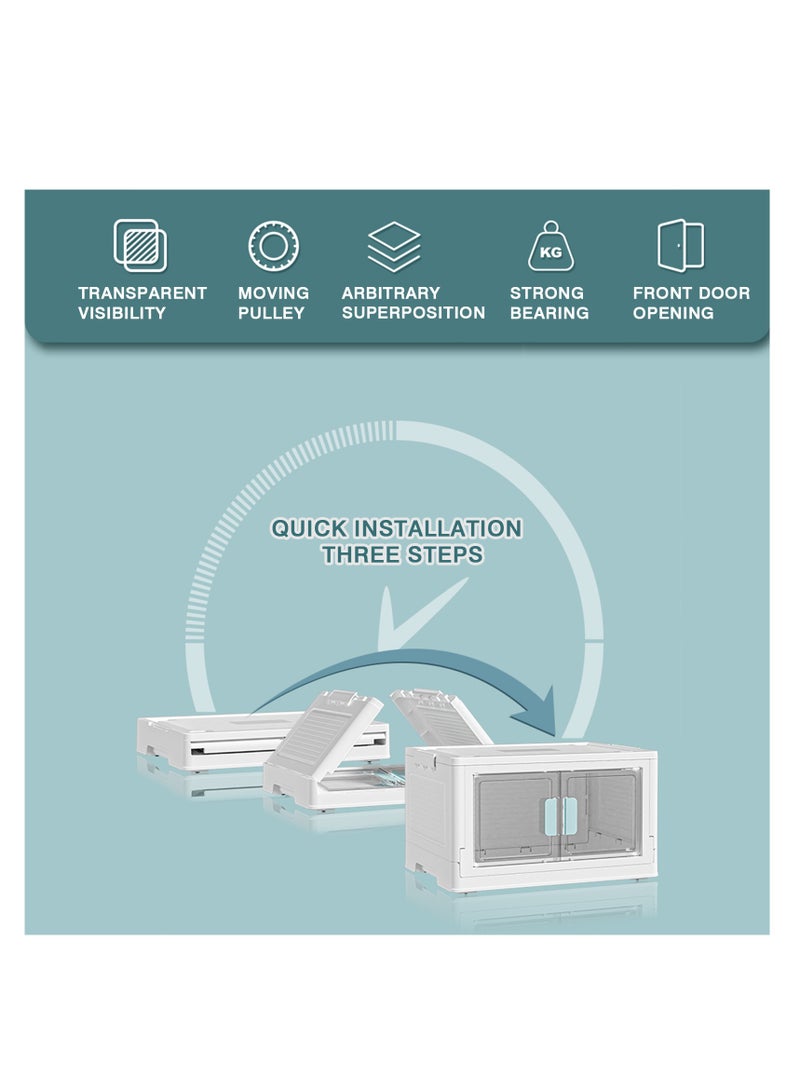 NOVOLAN Storage Box Storage Bins Basket Heavy Duty Plastic Storage Organizer Clothes Foldable Home Storage Cardboard Moving, Folding Household Organizer Transparent Toys Book (Large Blue) - Image 3