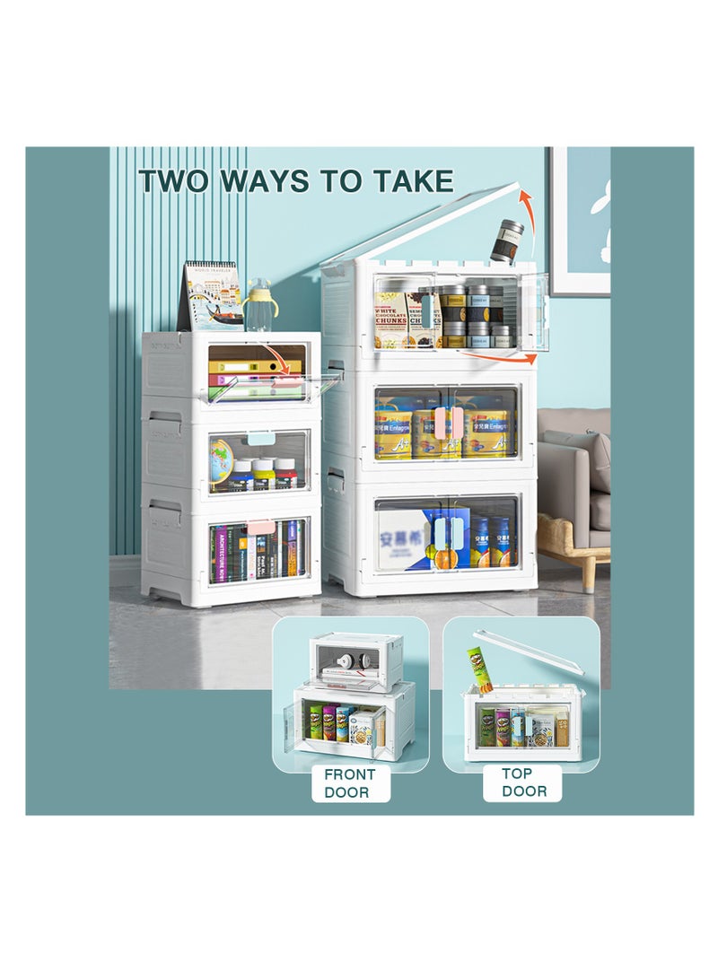 NOVOLAN Storage Box Storage Bins Basket Heavy Duty Plastic Storage Organizer Clothes Foldable Home Storage Cardboard Moving, Folding Household Organizer Transparent Toys Book (Large Blue) - Image 5