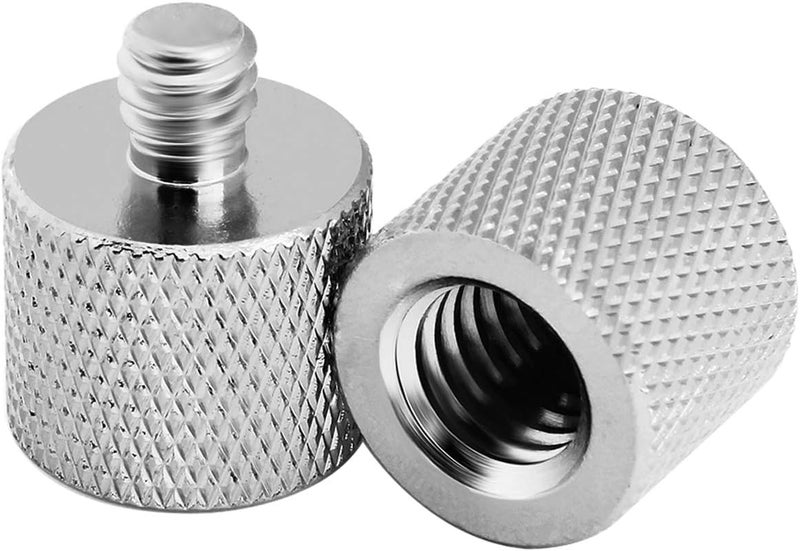 SHOPEE محول برغي قياسي 3/8"-16 أنثوي إلى 1/4"-20 ذكري لحامل ثلاثي القوائم (فضي، عبوة من 2) - Image 1