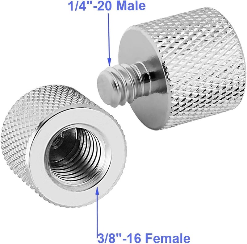 SHOPEE محول برغي قياسي 3/8"-16 أنثوي إلى 1/4"-20 ذكري لحامل ثلاثي القوائم (فضي، عبوة من 2) - Image 2