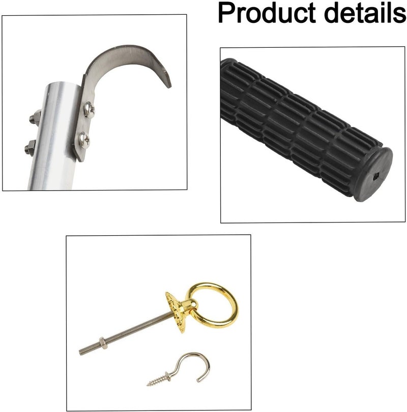 Ladder Pull System Kit with 40in Attic Extension Pole and Steel Hook, 304 Steel Splicing Loft Stair and Space Saving Storage in Home - Image 2