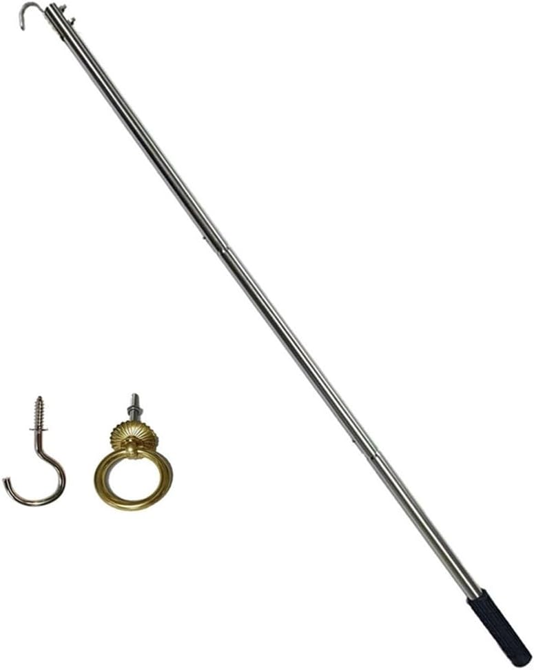 Ladder Pull System Kit with 40in Attic Extension Pole and Steel Hook, 304 Steel Splicing Loft Stair and Space Saving Storage in Home - Image 1