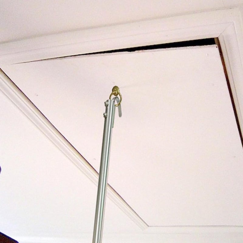 Ladder Pull System Kit with 40in Attic Extension Pole and Steel Hook, 304 Steel Splicing Loft Stair and Space Saving Storage in Home - Image 3