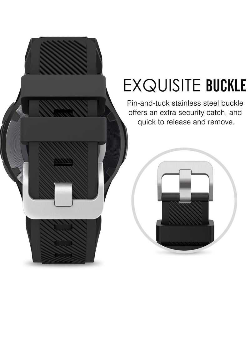 Band Compatible with Samsung Galaxy Watch 3 45mm/Gear S3 Frontier/Classic/Galaxy Watch 46mm/Huawei Watch GT2 Pro/GT 46mm/GT2 46mm/Ticwatch Pro 3, Silicone Strap Fit 22mm Band, BLACK - Image 2