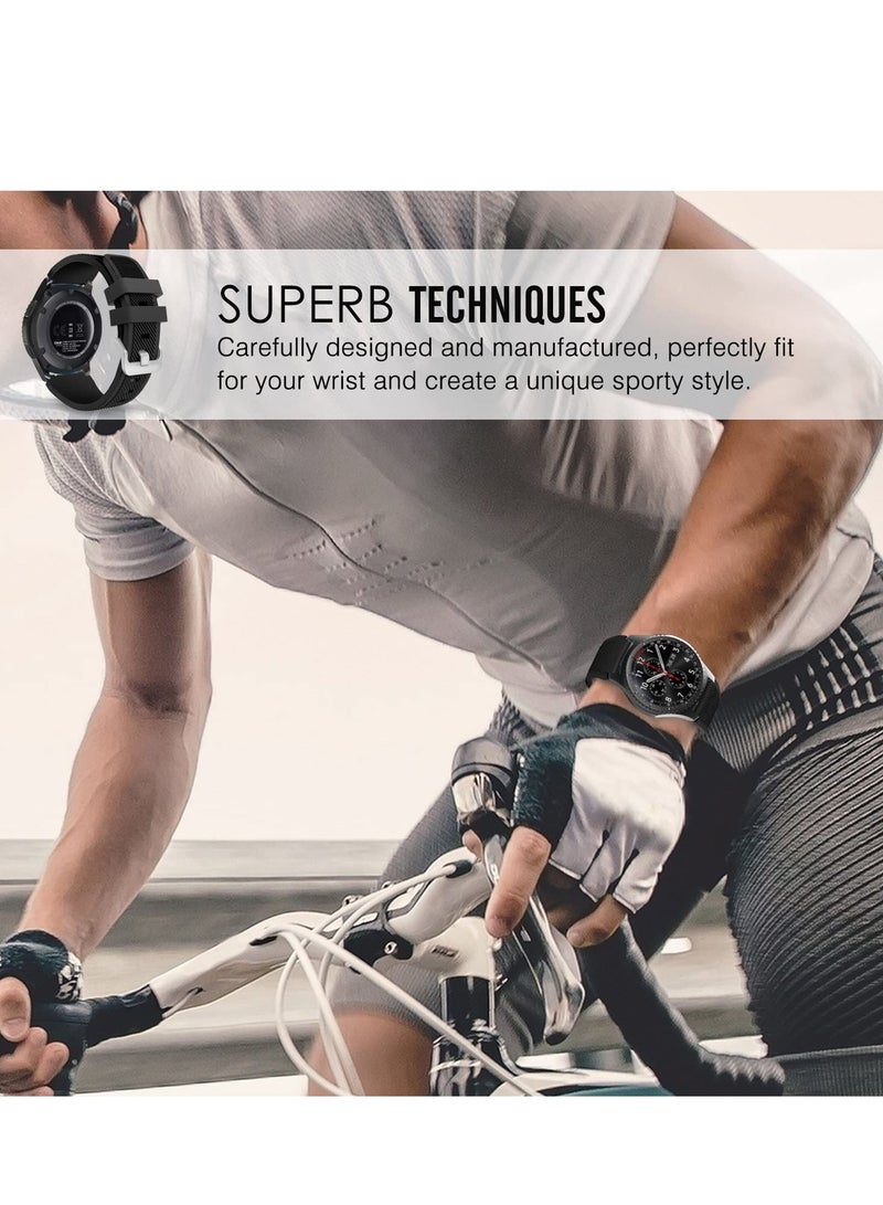 Band Compatible with Samsung Galaxy Watch 3 45mm/Gear S3 Frontier/Classic/Galaxy Watch 46mm/Huawei Watch GT2 Pro/GT 46mm/GT2 46mm/Ticwatch Pro 3, Silicone Strap Fit 22mm Band, BLACK - Image 3