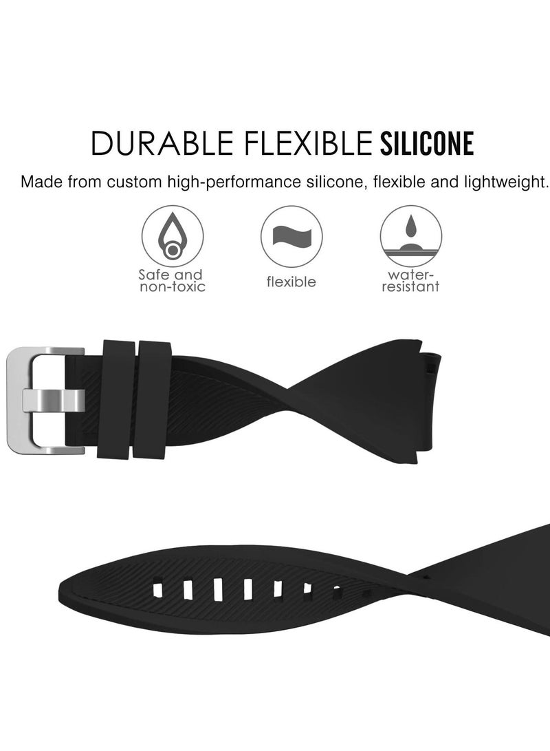 Band Compatible with Samsung Galaxy Watch 3 45mm/Gear S3 Frontier/Classic/Galaxy Watch 46mm/Huawei Watch GT2 Pro/GT 46mm/GT2 46mm/Ticwatch Pro 3, Silicone Strap Fit 22mm Band, BLACK - Image 4