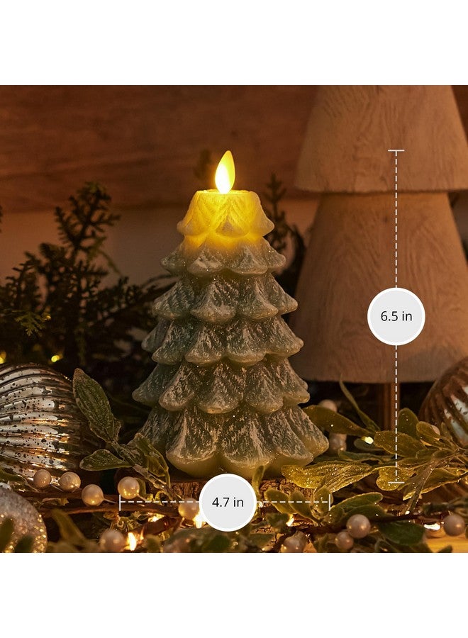 LUMINARA Luminara Christmas Tree Flameless Candle Glitter and Snow Finish Moving Flame Effect LED Candle, Timer, Remote Ready, Holiday Decoration (4.7" x 6.5", Iceberg Green)  - Image 5
