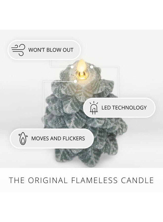 LUMINARA Luminara Christmas Tree Flameless Candle Glitter and Snow Finish Moving Flame Effect LED Candle, Timer, Remote Ready, Holiday Decoration (4.7" x 6.5", Iceberg Green)  - Image 2