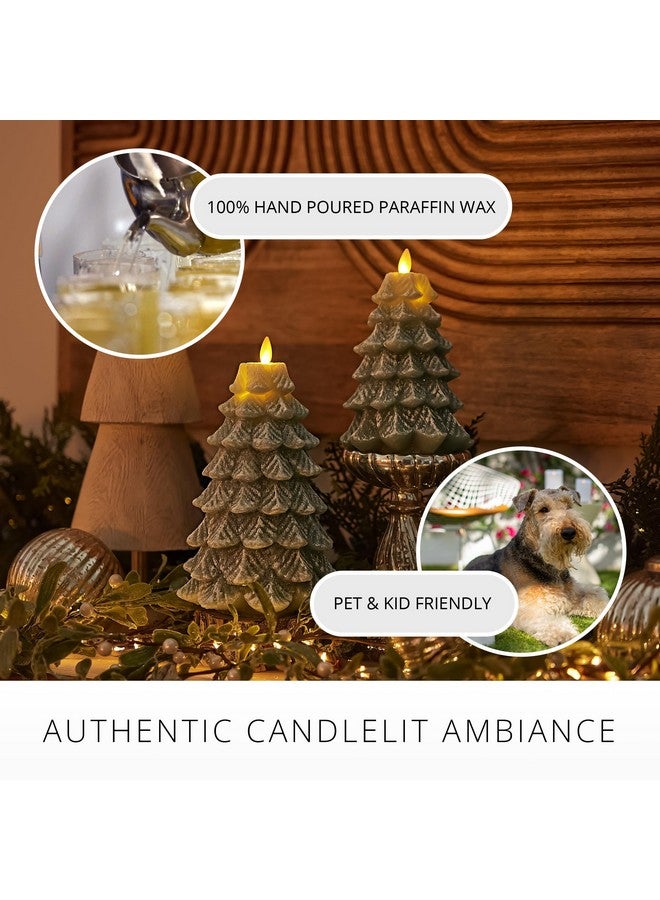 LUMINARA Luminara Christmas Tree Flameless Candle Glitter and Snow Finish Moving Flame Effect LED Candle, Timer, Remote Ready, Holiday Decoration (4.7" x 6.5", Iceberg Green)  - Image 4