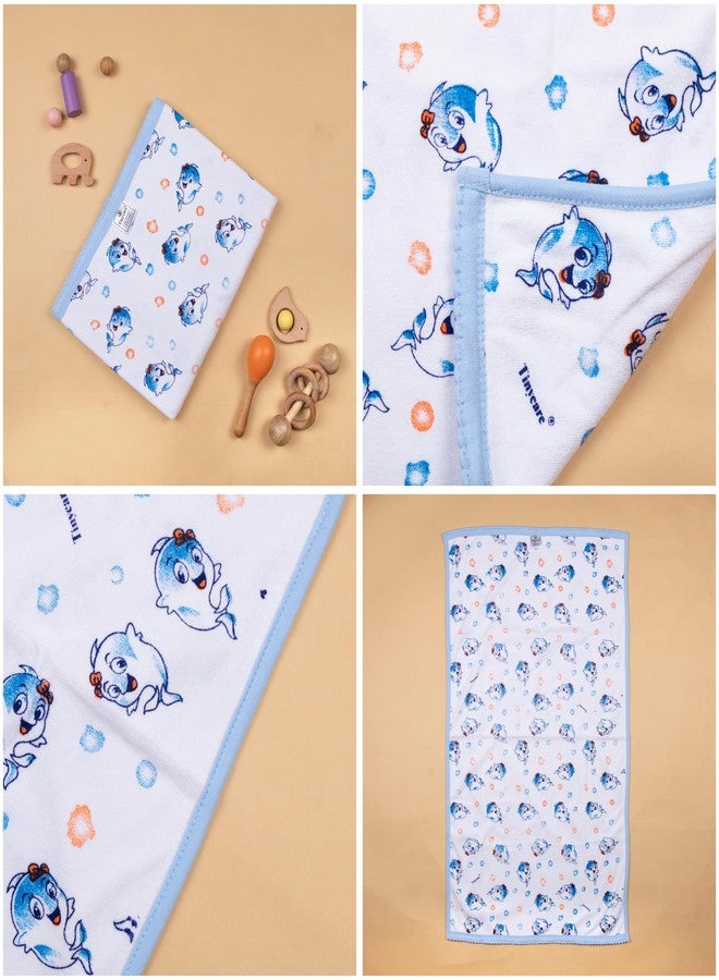 Tinycare Cotton Bath Towel for New Born Baby, Extra Soft Double Side Terry Printed Towel for Kids/Toddler/Infants 89 x 50cm, Quick Absorbent, Reusable Regular Towel (Blue- Pack of 1) 0-12 Months - Image 3