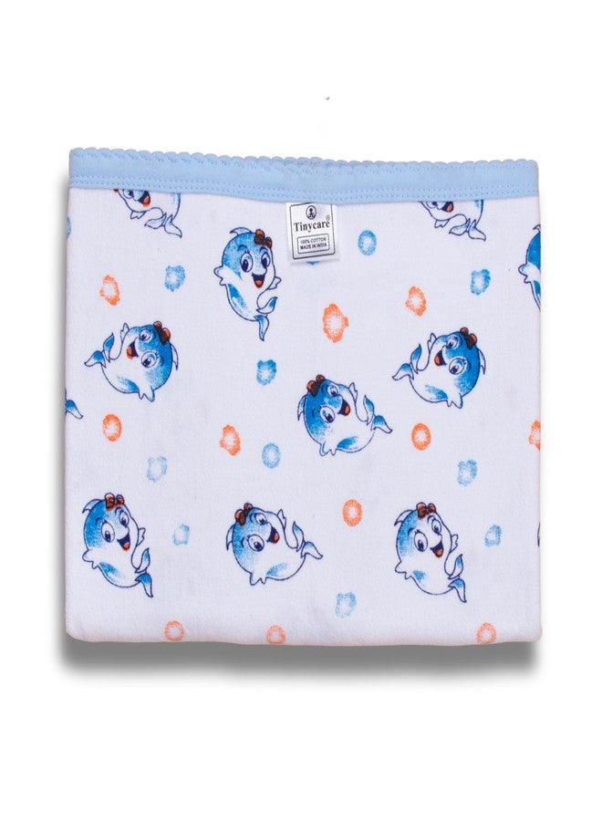 Tinycare Cotton Bath Towel for New Born Baby, Extra Soft Double Side Terry Printed Towel for Kids/Toddler/Infants 89 x 50cm, Quick Absorbent, Reusable Regular Towel (Blue- Pack of 1) 0-12 Months - Image 1