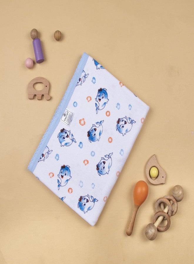 Tinycare Cotton Bath Towel for New Born Baby, Extra Soft Double Side Terry Printed Towel for Kids/Toddler/Infants 89 x 50cm, Quick Absorbent, Reusable Regular Towel (Blue- Pack of 1) 0-12 Months - Image 4