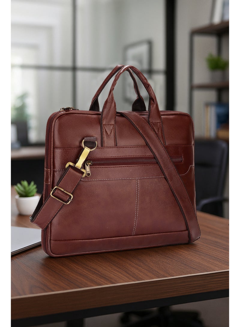 POGAGO Men’s Synthetic Leather Laptop Messenger Bag – Perfect Blend of Style & Functionality - Image 1