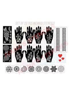 ivana's Set Of 20 Pcs Combo Pack, Reusable Mehandi Design Sticker Stencils For Both Hand | Mehandi Stickers | Quick And Easy To Use, For Girls, Women, Kids & Teen, D-2102  - Image 1