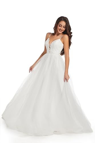 Sorayan Wedding Dresses for Bride Unique Lace Beautiful Layers Tulle A Line Dreamy Beach Wedding Gowns (X-Large,White) - Image 5