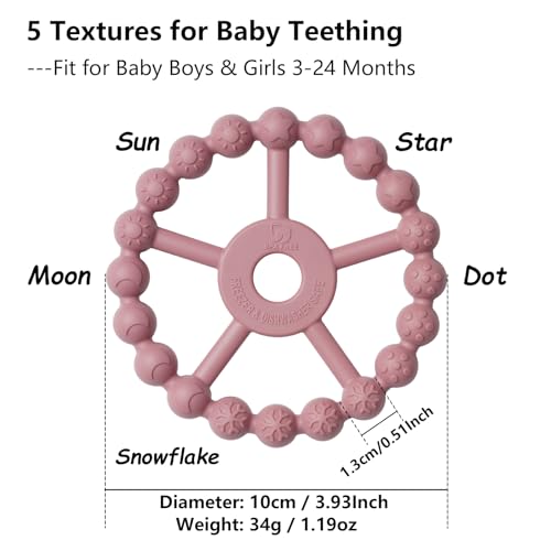 Seposeve 3 Pack Ring Teether Baby Infant Toys, Baby Essentials, Silicone Teething Ring Toys for Babies 6 Months, Seposeve Toddler Teethers 6-12 Months 12-24 Months, Infant Teething Relief, Purple Pink White - Image 3