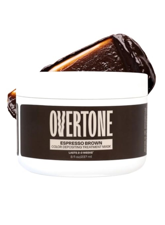 Overtone Semi Permanent Hair Color Conditioner Espresso Brown 8 oz Nourishing DamageFree Color Depositing Mask for All Hair Types with Shea Butter Coconut Oil Vegan CrueltyFree - Image 1
