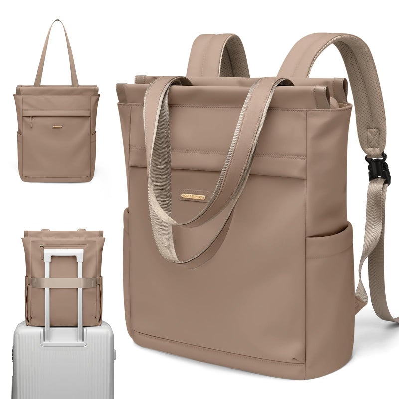 GOLF SUPAGS Convertible Laptop Backpack for Women Casual Daypack Notebook Tote Bag for Work College Travel Leisure Champagne - Image 2