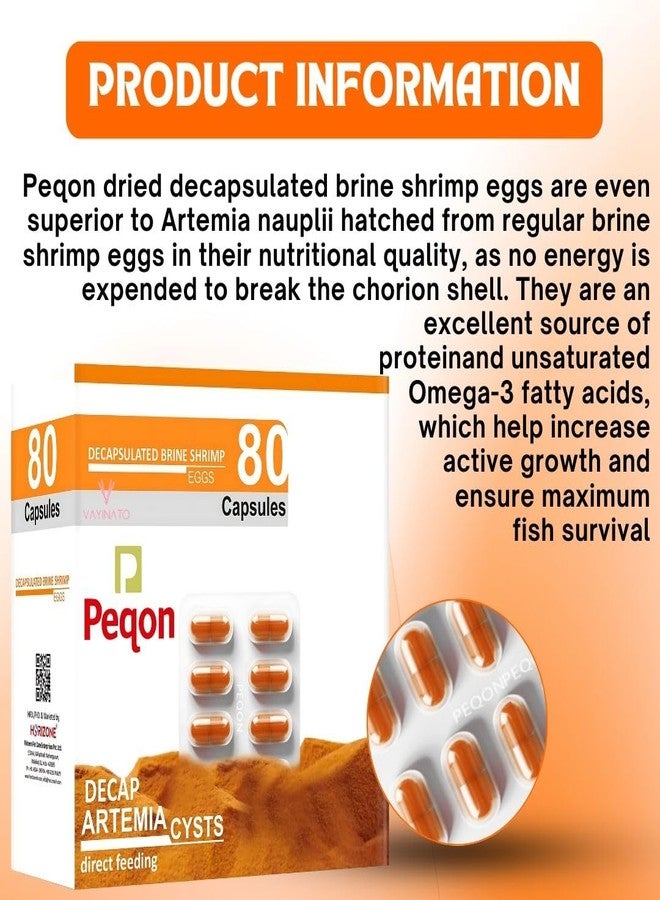 VAYINATO® (8 Strips-80 Capsules) Peqon Decapsulated Brine Shrimp Eggs, No Hatching Required | Shell-Free, High-Protein Nutritional Feed - Image 2