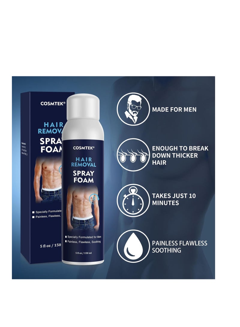 COSMTEK Hair Removal Spray Foam for Men, No Irritation Hair Removal Cream, Safe Hair Depilatory for Male underarm, Chest, Back, Legs, Suitable For All Skin Types - Image 5