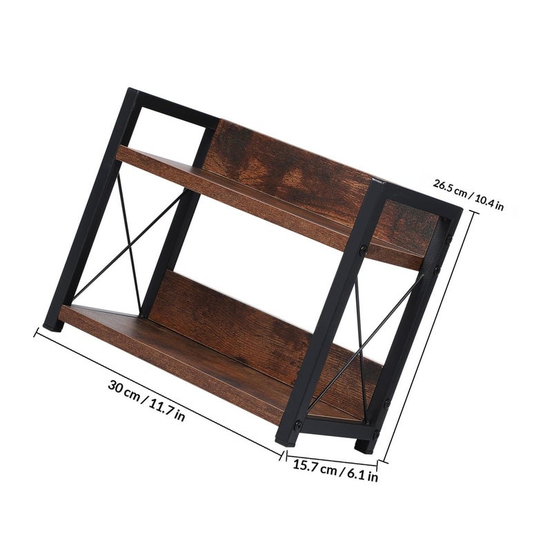 Double Tier Countertop Spice Rack with Tray Carbon Black Kitchen Storage Organizer - Image 3