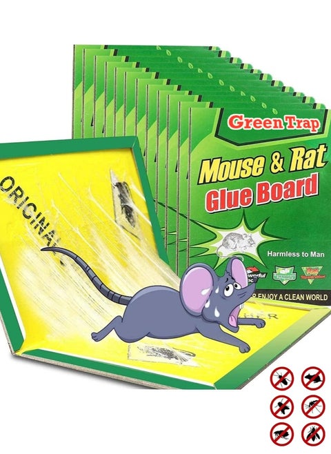 12 Pack Large Mouse Glue Traps with Enhanced Stickiness, Rat Mouse Traps, Snake Mouse Traps Sticky Pad Board for House Indoor Outdoor,Easy to Set,Extra Large (8.3" x 12")