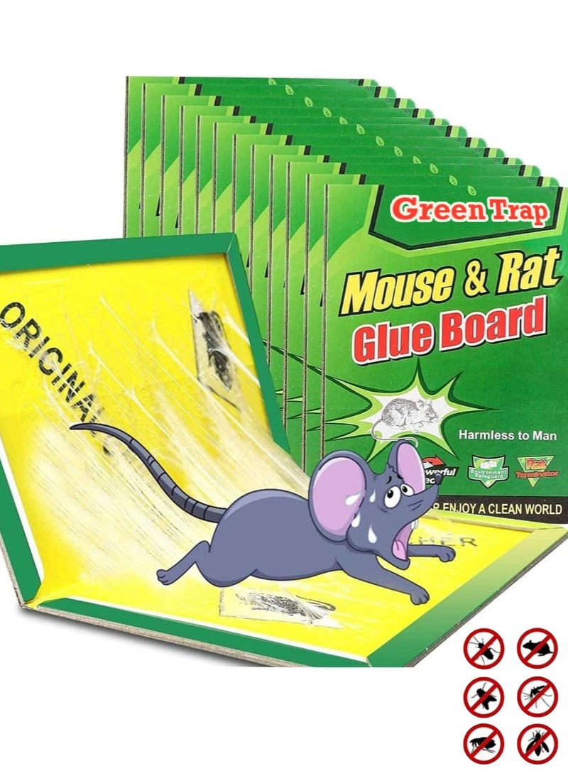 12 Pack Large Mouse Glue Traps with Enhanced Stickiness, Rat Mouse Traps, Snake Mouse Traps Sticky Pad Board for House Indoor Outdoor,Easy to Set,Extra Large (8.3" x 12")