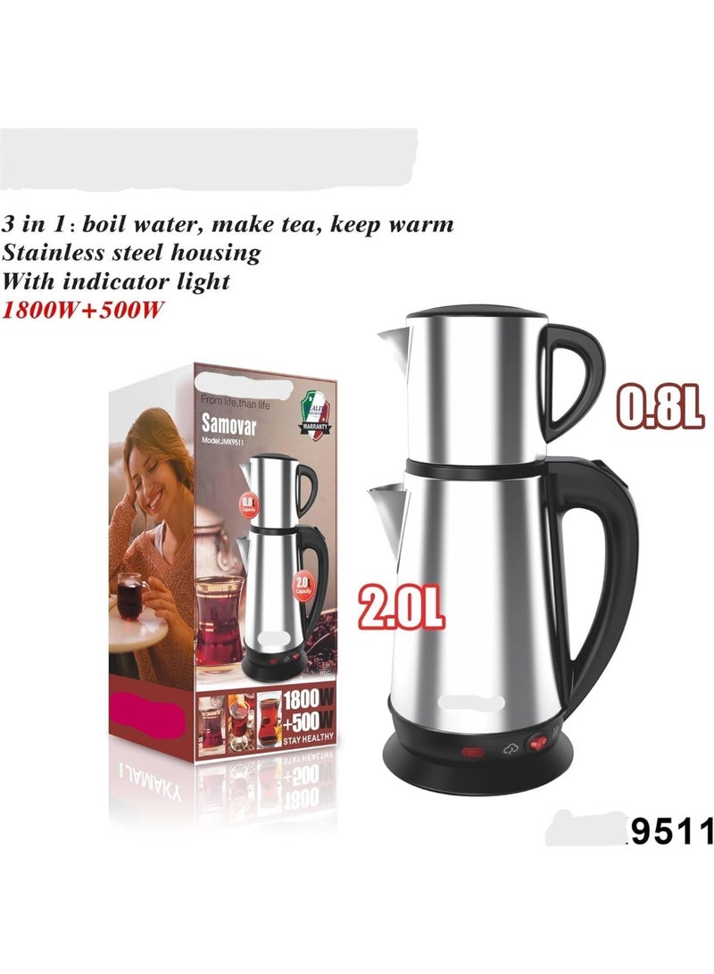 MUNTAQI Double Electric Kettle 2.0 – Dual Chamber Hot Water Boiler & Tea Maker, 2-in-1 Electric Kettle with Temperature Control, Fast Boil, Auto Shut-Off & Keep Warm Function for Home, Office & Travel - Image 2