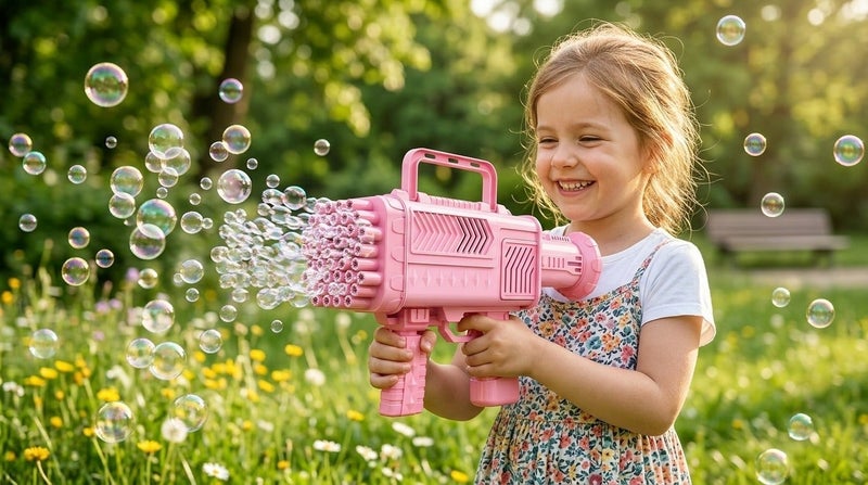 O2. 46 Hole Rocket Launcher Bubble Gun – Pink | High Density Bubble Maker for Kids - Image 4
