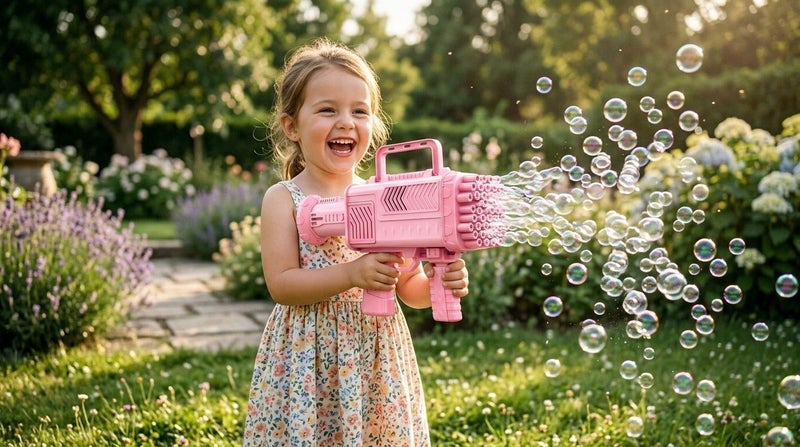 O2. 46 Hole Rocket Launcher Bubble Gun – Pink | High Density Bubble Maker for Kids - Image 3