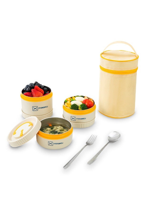Hydrobrew Trio Deck Lunch Box with Cutlery - Opal Cream - Image 3