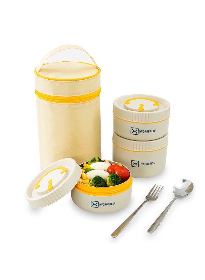 Hydrobrew Trio Deck Lunch Box with Cutlery - Opal Cream - Image 4