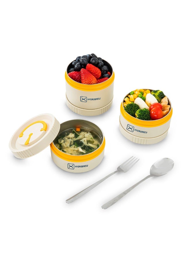 Hydrobrew Trio Deck Lunch Box with Cutlery - Opal Cream - Image 5