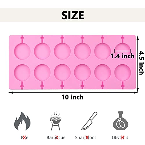 QUDUME Silicone Lollipop Molds,2 Pack 12-Capacity Round Chocolate Hard Candy Molds Nonstick Sucker Molds for Halloween Christmas Parties - Image 2