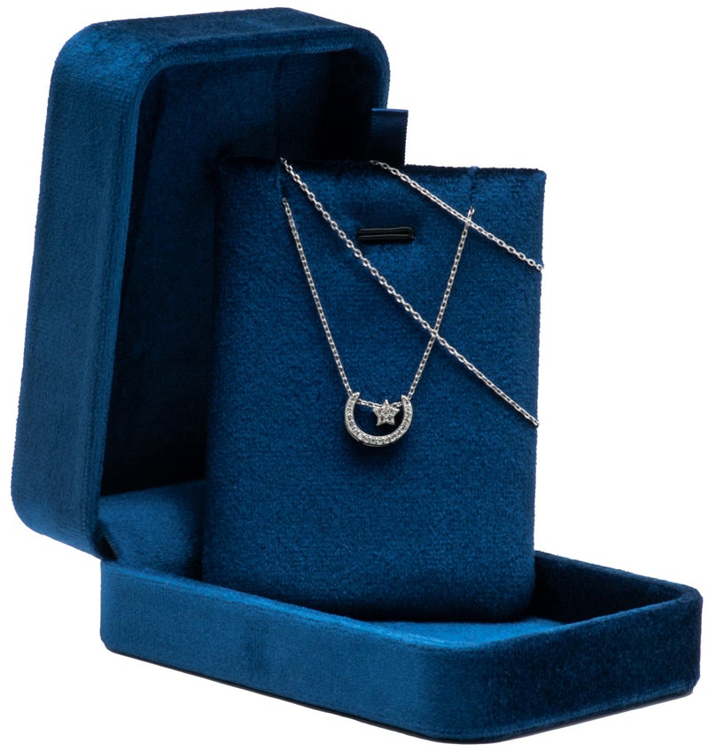 Giftop Classic Velvet Jewelry Gift Box Case for Necklace Pendant (Blue) - Image 3
